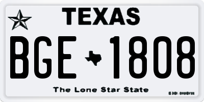 TX license plate BGE1808