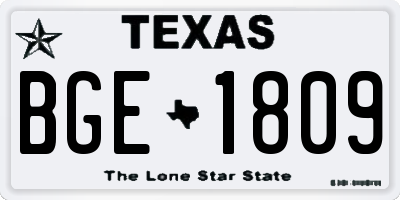 TX license plate BGE1809