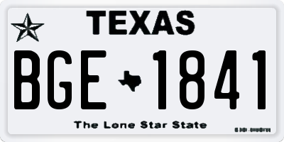 TX license plate BGE1841