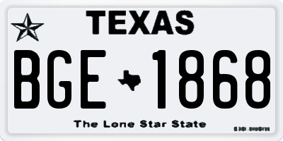 TX license plate BGE1868
