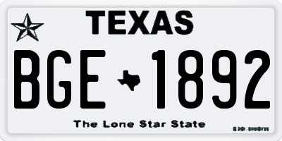 TX license plate BGE1892