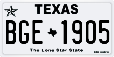 TX license plate BGE1905