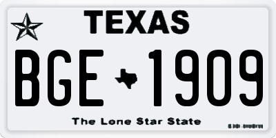 TX license plate BGE1909