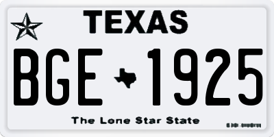 TX license plate BGE1925