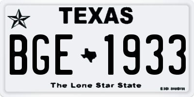 TX license plate BGE1933