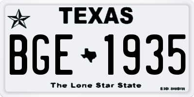TX license plate BGE1935