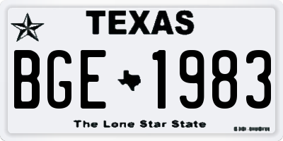 TX license plate BGE1983