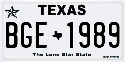 TX license plate BGE1989