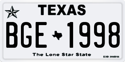 TX license plate BGE1998