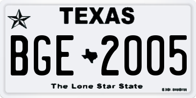 TX license plate BGE2005