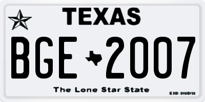 TX license plate BGE2007