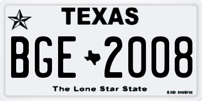 TX license plate BGE2008