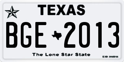 TX license plate BGE2013