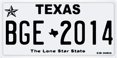 TX license plate BGE2014