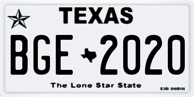 TX license plate BGE2020