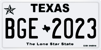 TX license plate BGE2023
