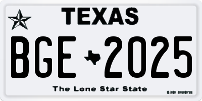 TX license plate BGE2025