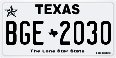 TX license plate BGE2030