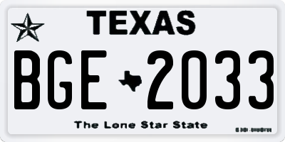 TX license plate BGE2033