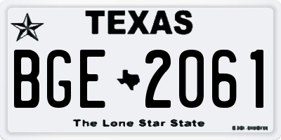 TX license plate BGE2061