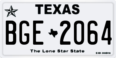 TX license plate BGE2064