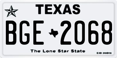 TX license plate BGE2068