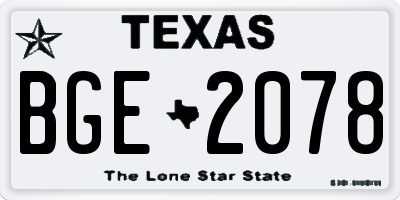 TX license plate BGE2078