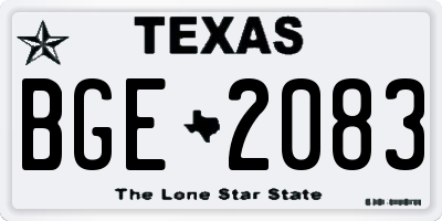 TX license plate BGE2083