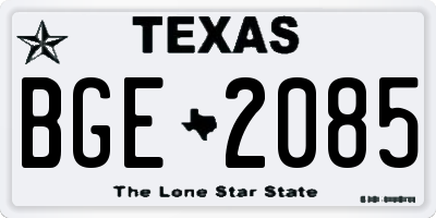 TX license plate BGE2085