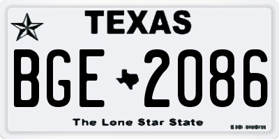 TX license plate BGE2086