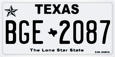 TX license plate BGE2087