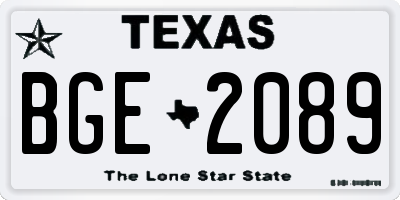 TX license plate BGE2089