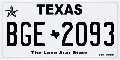 TX license plate BGE2093