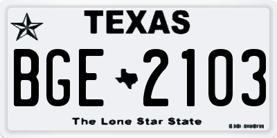 TX license plate BGE2103