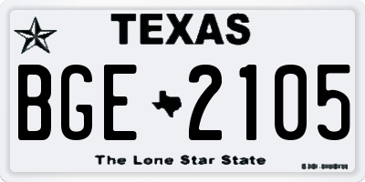 TX license plate BGE2105