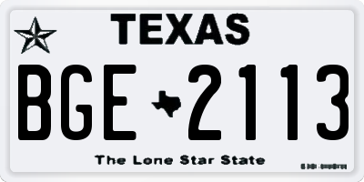 TX license plate BGE2113