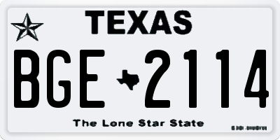 TX license plate BGE2114