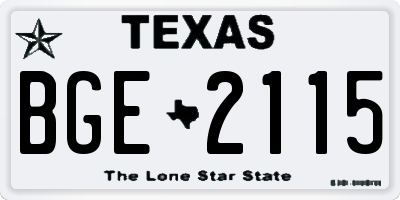 TX license plate BGE2115