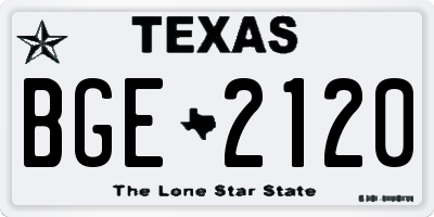 TX license plate BGE2120