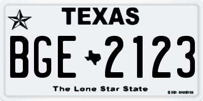 TX license plate BGE2123
