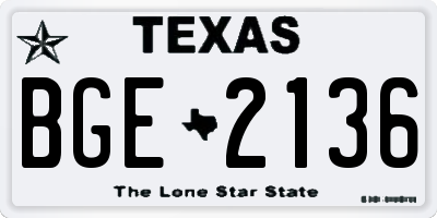 TX license plate BGE2136
