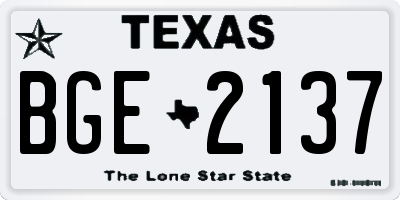 TX license plate BGE2137