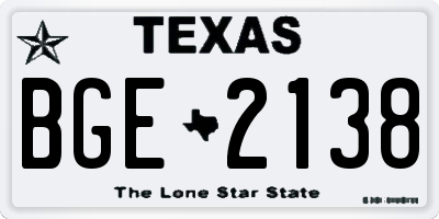 TX license plate BGE2138