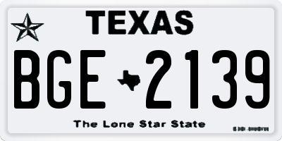 TX license plate BGE2139