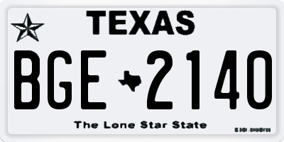 TX license plate BGE2140
