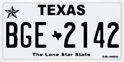 TX license plate BGE2142