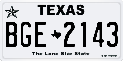 TX license plate BGE2143