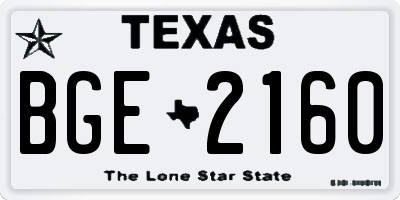 TX license plate BGE2160