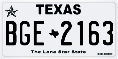 TX license plate BGE2163