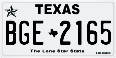 TX license plate BGE2165